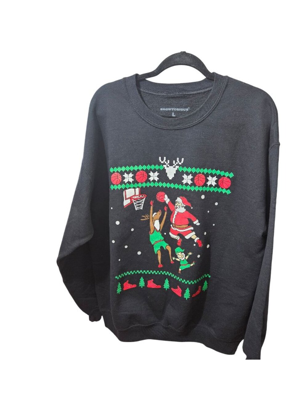 Snowtorious Christmas Basketball Santa Sweatshirt Large